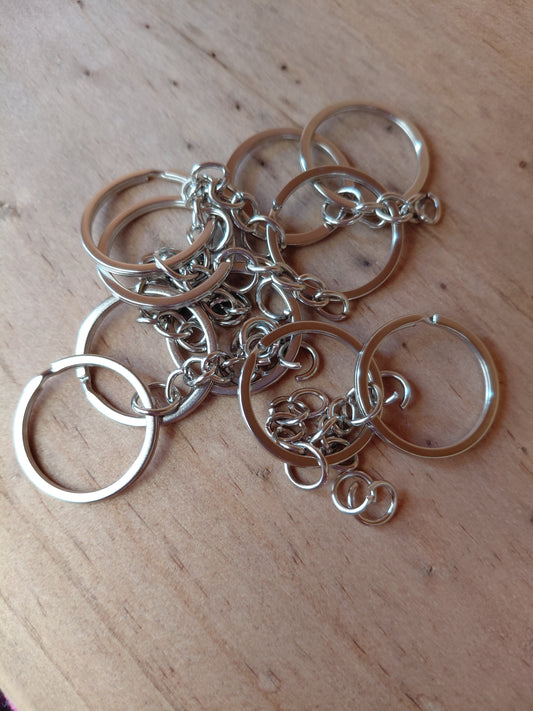 10 argollas de llavero de 2.5 cms con cadena
